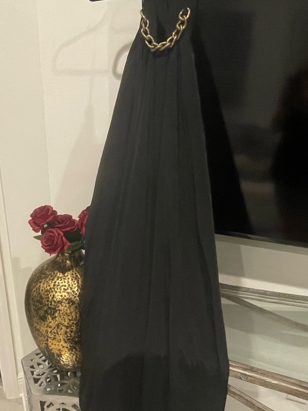 ASOS Black Backless Maxi Dress with Gold Chain Strap